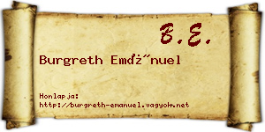 Burgreth Emánuel névjegykártya